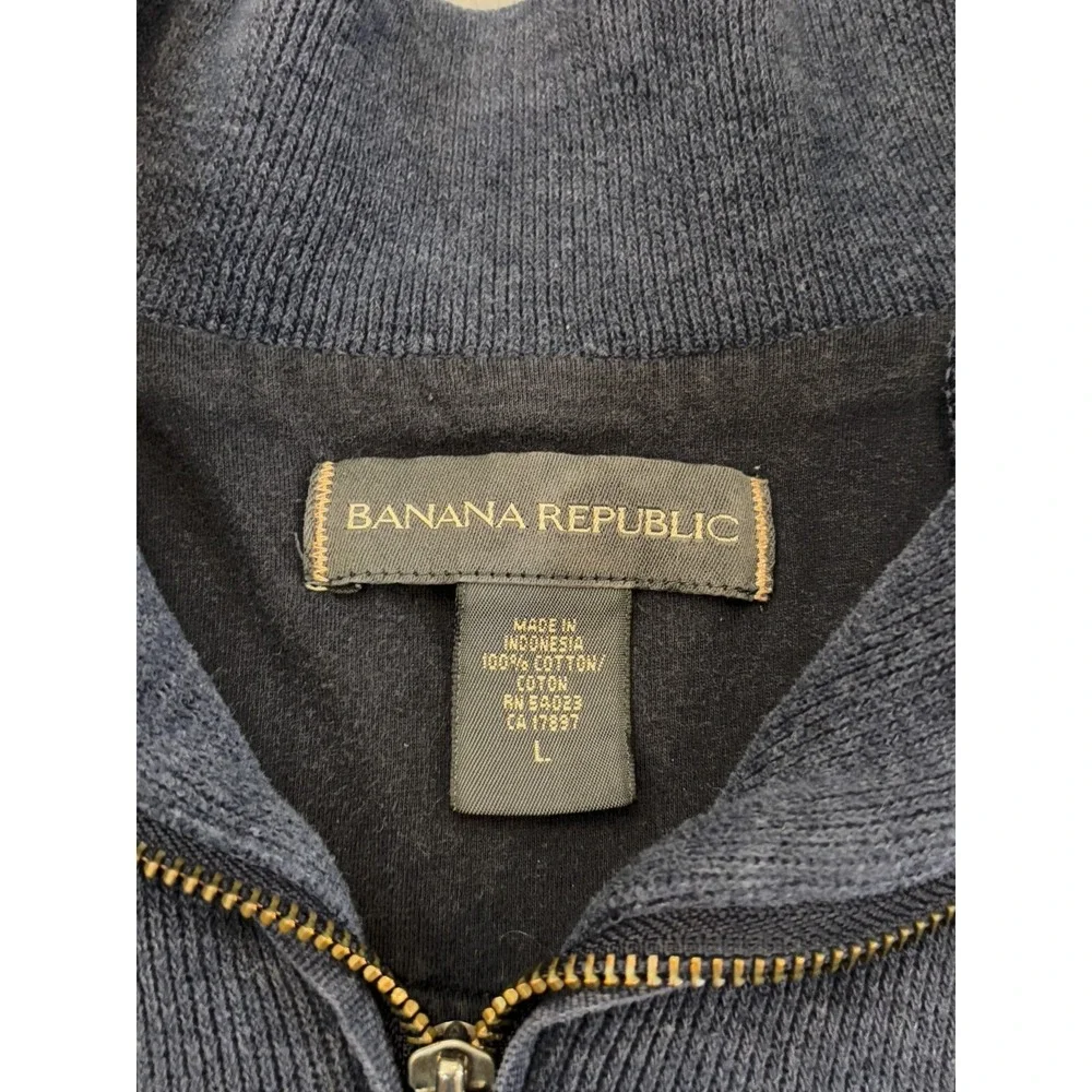 Banana Republic 1/4 Zip Pullover Sweater Mens Large Navy Blue Long Sleeve Casual